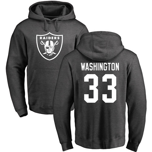 Men Oakland Raiders Ash DeAndre Washington One Color NFL Football #33 Pullover Hoodie Sweatshirts->oakland raiders->NFL Jersey